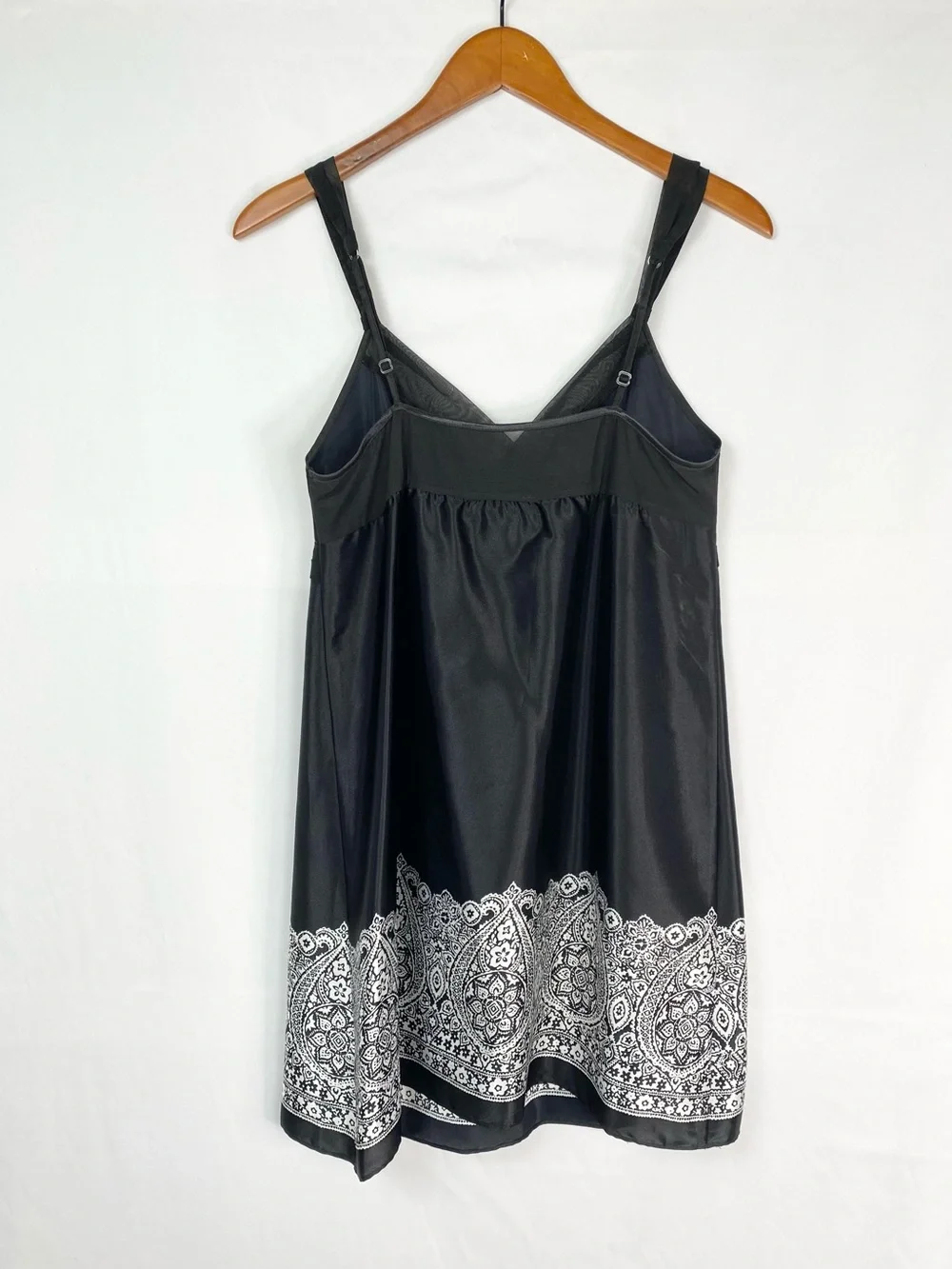 Vintage Morgan Taylor Intimates Slip Dress Size Medium Black Satin
